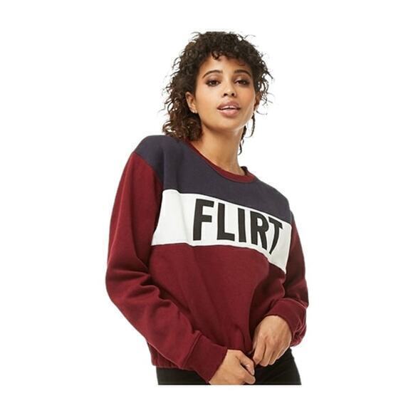 Forever 21 Sweatshirt FLIRT Graphic Drawstring Sweatshirt Medium - Picture 2 of 8